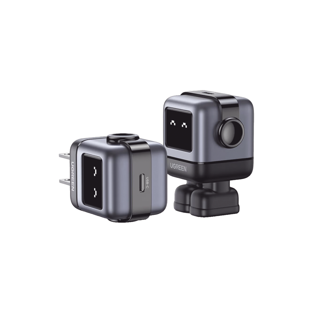 Cargador Mini GanRobot Ugreen Usb-C 30W 15550B  Carga Rápida, Multiprotocolo Pd, Qc, Scp, Fca, Zapato Magnético, Negro