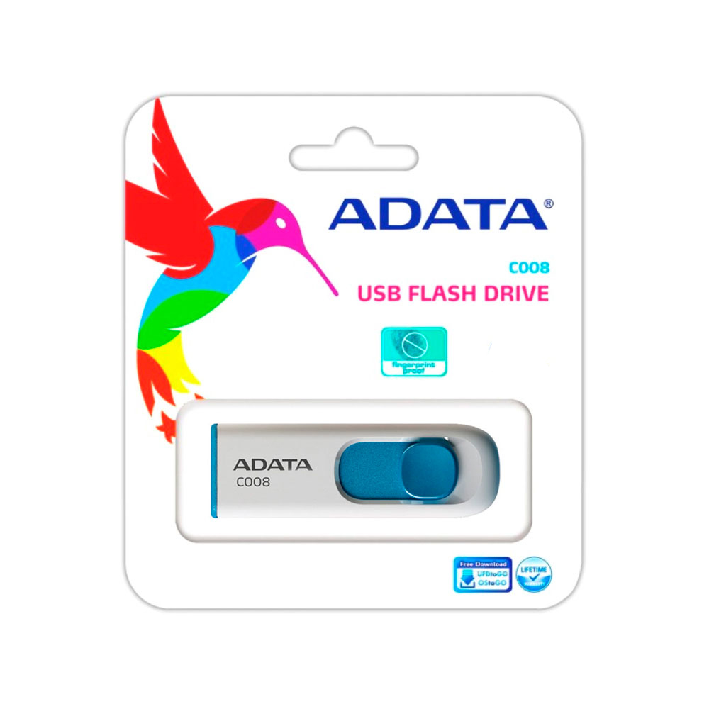 USB 64GB ADATA C008 BLANCO CON AZUL 2.0