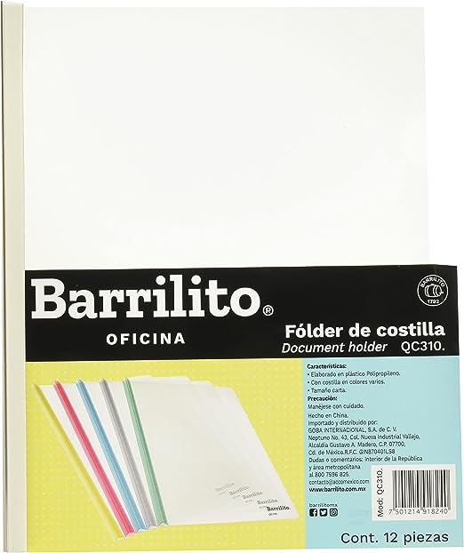 Paquete C/12 Folder Con Costilla Barrilito