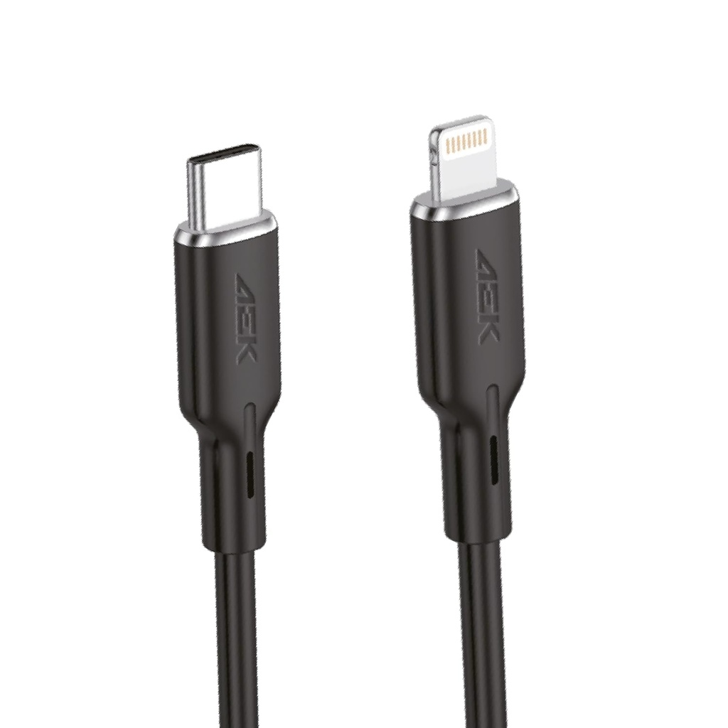 Cable TYPE-C-Lighting Aek Cyber C09LTN 3.0A Carga Rápida 1 Metro Negro