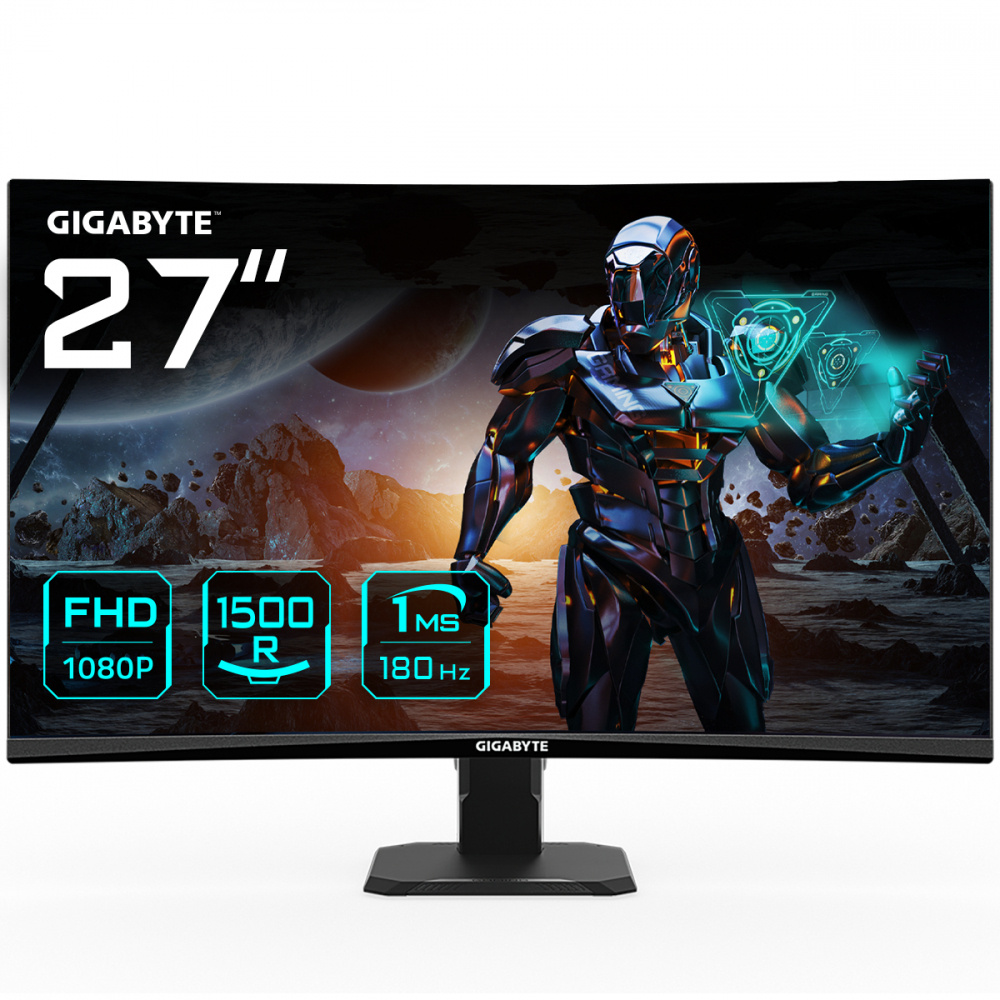 MONITOR 27 PULGADAS GAMER CURVO GIGABYTE GS27FC US1 / FHD / 180HZ / 2X HDMI / DP 1.4
