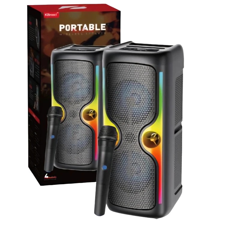Bocina Bluetooth 4 Pulgadas x2 KTS-2033 Radio Fm Luces LED Multicolor Micrófono Inalámbrico Link Bits (C.16)