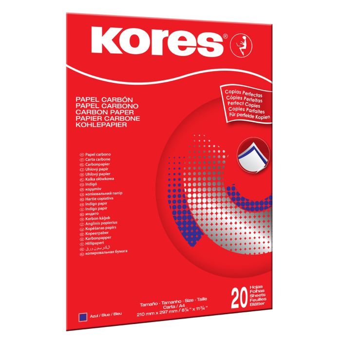 Paquete C/100 Papel Carbon Kores Carta Azul
