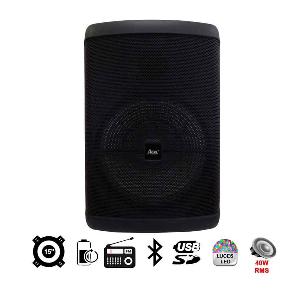 Bocina 15 Pulgadas S-11502 Bt Micrófono Control Usb Aux Luz Led Link Bits