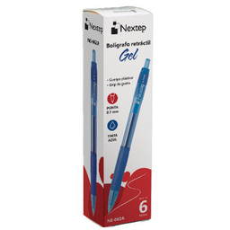 [NE-062A] Paquete C/6 Boligrafo Gel Retráctil Mediano 0.7mm Color Azul NE-062A Nextep (C.192)