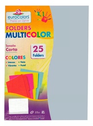 [PU0009] Paquete C/25 Folder Carta Multicolor Gris Pastel PU0009