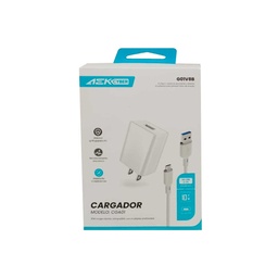 [G01V8B] Cargador 10W Aek Cyber G01V8B Cable USB A V8 De 1 Metro Y 2.1A Blanco