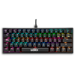[BASH-1002] TECLADO ALAMBRICO GAMER BASH-1002 CABLE DESMONTABLE TIPO C/ FULL RAINBOW/ 62 TECLAS NEGRO