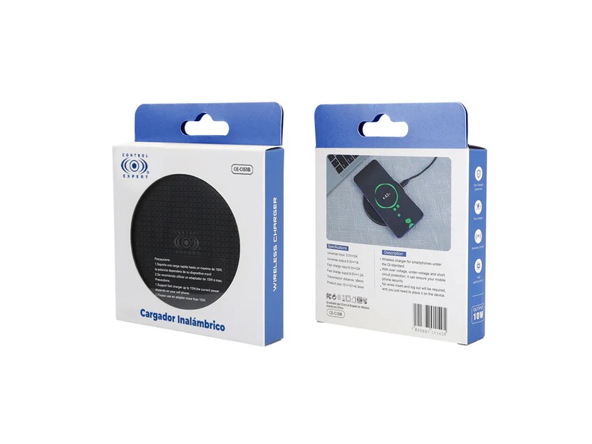 Cargador Inalámbrico 15W 2A Control Expert CE-CI51B Compatible Con Iphone Samsung Huawei Xiaomi