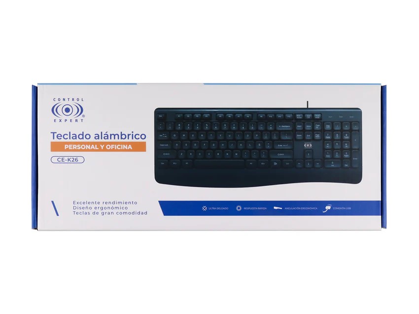 Teclado Alambrico Control Expert CE-K26 Usb, Negro