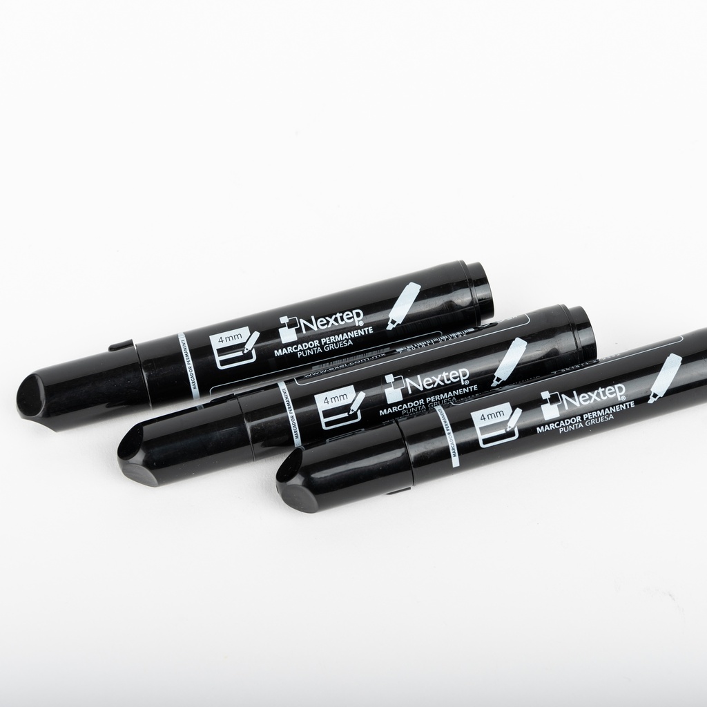 Paquete C/12 Marcador Permanente P/Gruesa Cincel 4mm Negro NE-074 Nextep