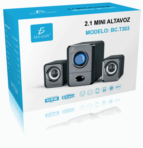 BOCINA CAJON DE SONIDO 2.1 SUBWOOFER 3.5 MM ELEGATE