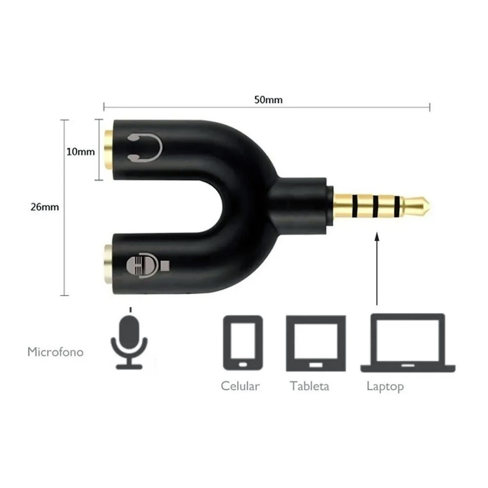 DIVISOR AUDIO ESTEREO 3.5MM CELULAR XBOX MICROFONO AUDIO