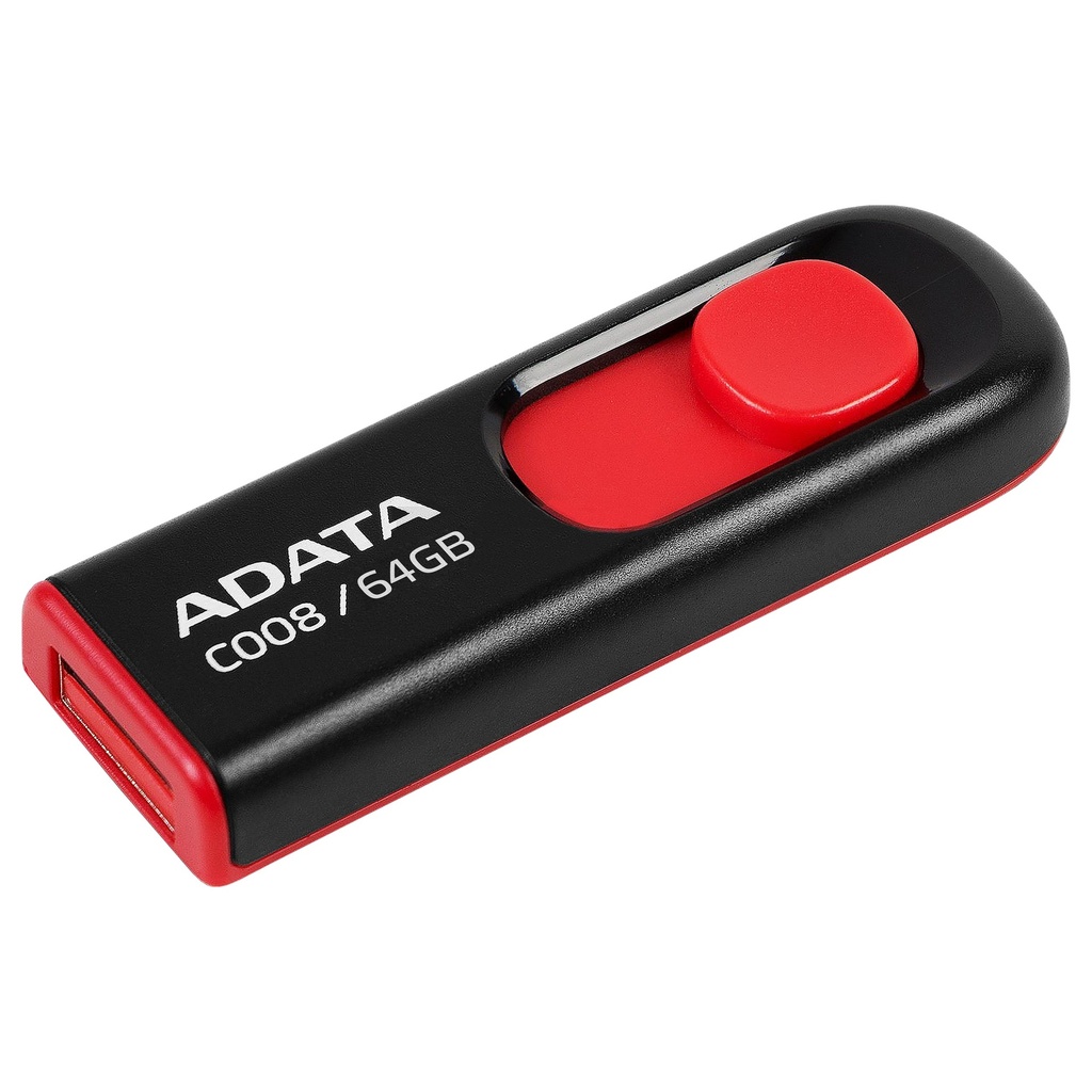 USB 64GB ADATA C008 NEGRA CON ROJO