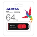 USB 64GB ADATA C008 NEGRA CON ROJO