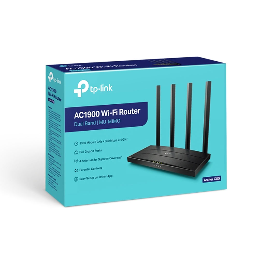 ROUTER TP-LINK ARCHER C80 C/AC1900/4ANT/MU MIMO DUAL BAND WIFI