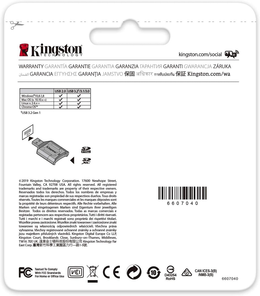LECTOR DE TARJETAS MICRO MLPM SD UHS-II / UHS-I KINGSTON