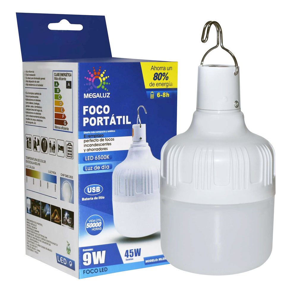 FOCO LED RECARGABLE PORTATIL 9W EM04W9