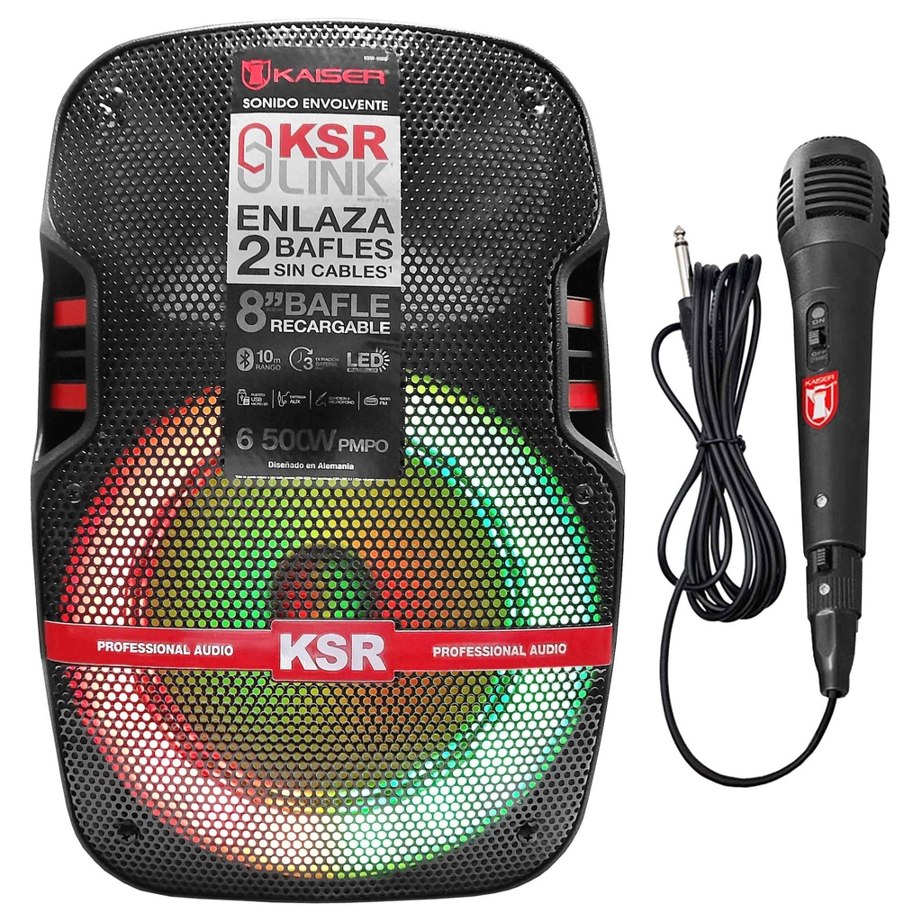 BAFLE 8" KAISER KSW-5008 BT/ MICROFONO/ AUX/ USB