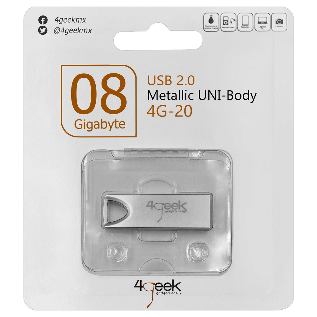 USB 8GB 4GEEK PLATA 4GMUSB8B