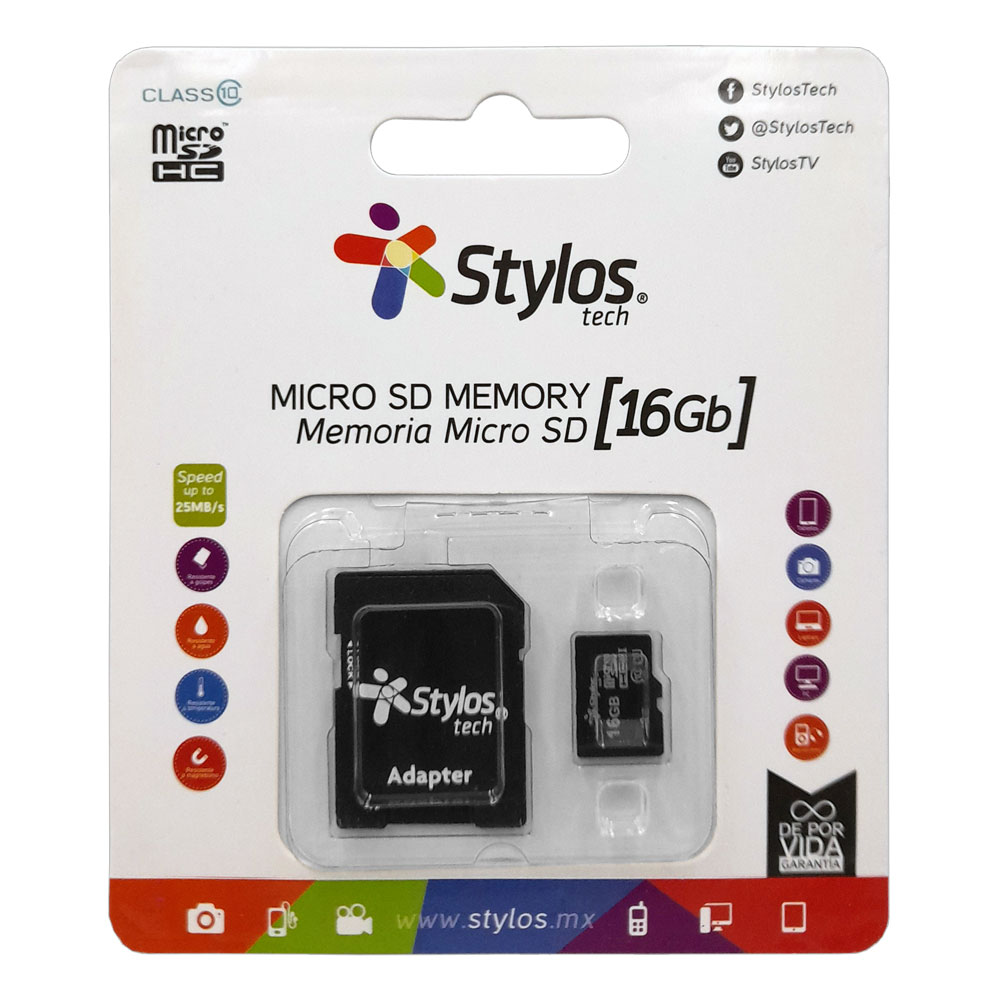 MICRO SD 16GB STYLOS STMS161B C/ ADAPTADOR