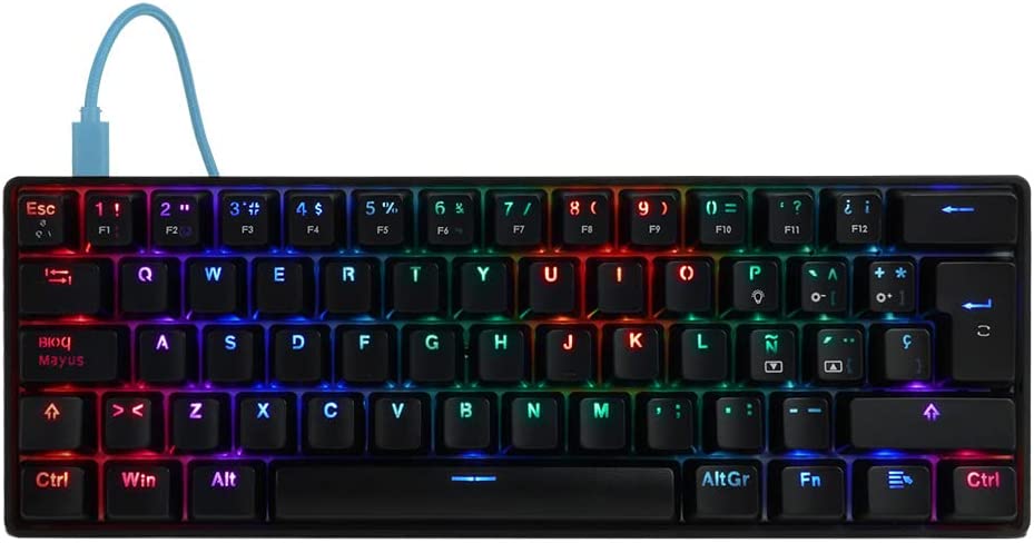 TECLADO ALAMBRICO MECANICO GAMER KBG560-BL SWITCH AZUL TIPO C GAMER FACTOR