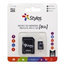 MICRO SD 8GB STYLOS STMSD81B C/ ADAPTADOR