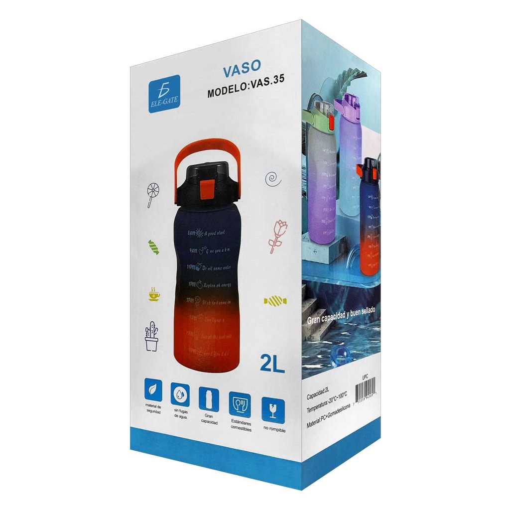 Vaso Motivador VAS.35 2L con Popote