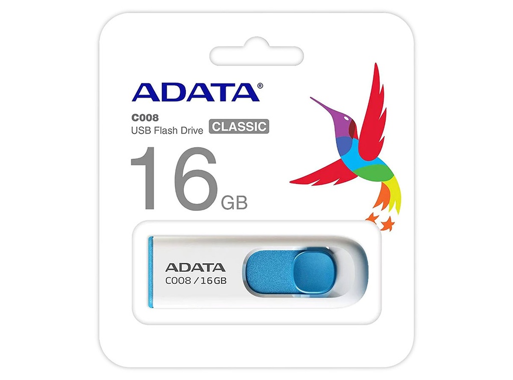 USB 16GB Adata C008 Blanco con Azul 2.0
