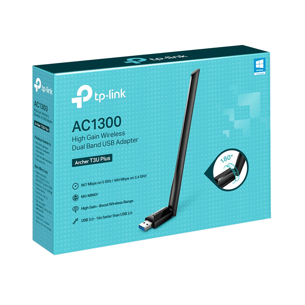 ADAPTADOR TP-LINK ARCHER T3U PLUS USB INA DUAL AC1300 ALTA GANANCIA