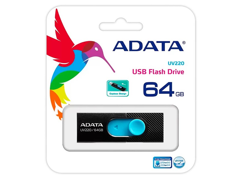 USB 64GB Adata UV220 Negro/Azul 2.0