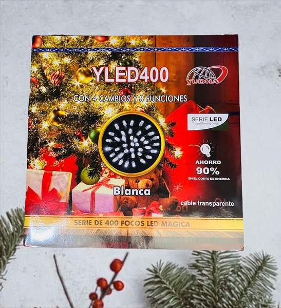 Luces Navidad Led 4 Cambios Blanca/Aambar YLED400