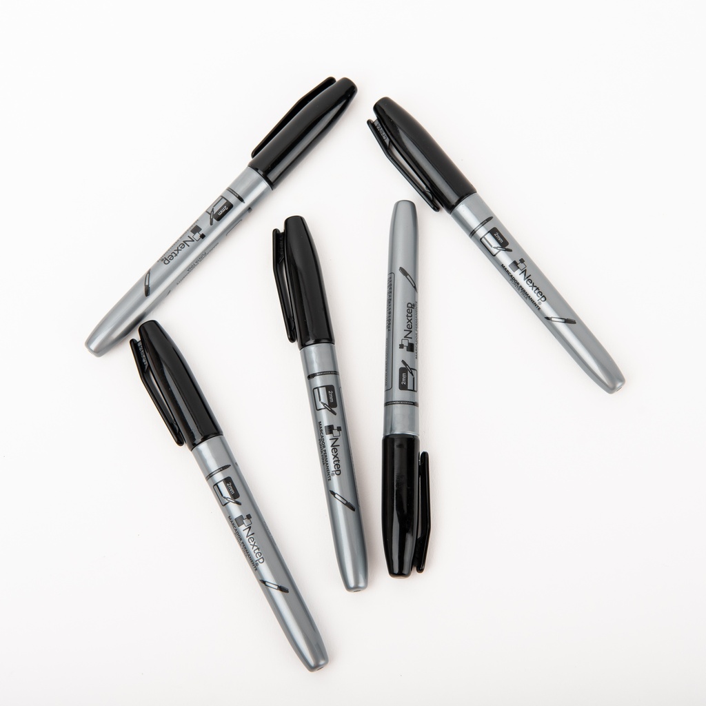Paquete C/12 Marcador Permanente P/Fino 2mm Negro NE-070 Nextep