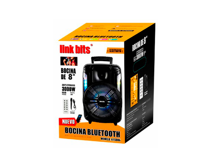 Bocina 8" SA865TK Linkbits Bt Micrófono Control Usb Aux