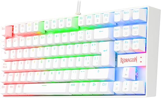 TECLADO ALAMBRICO GAMER K552W-RGB BLANCO SWITCH AZUL MERCANICO REDRAGON