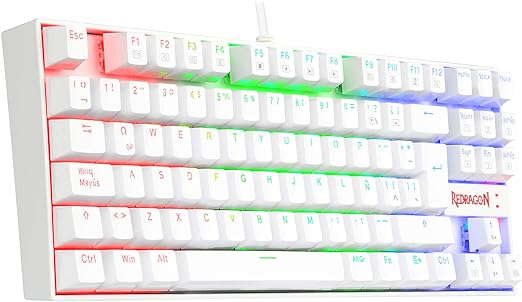 TECLADO ALAMBRICO GAMER K552W-RGB BLANCO SWITCH AZUL MERCANICO REDRAGON