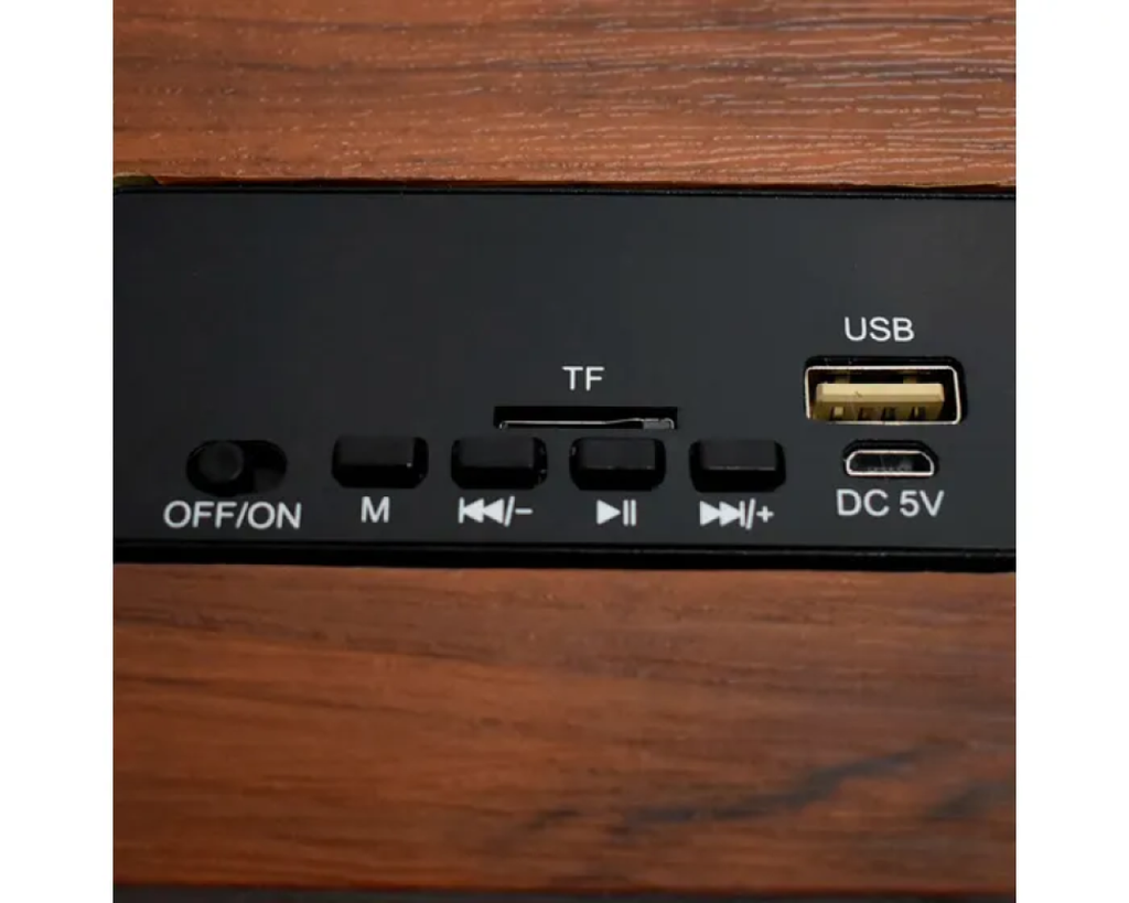 Bocina Linkbits S-20201 Color Marrón Vintage Bluetooth Tipo Madera