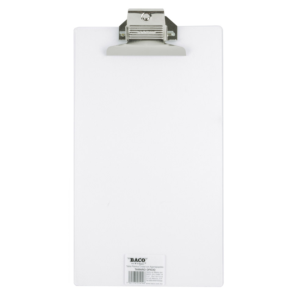 TABLA AGARRAPAPEL BACO PLASTICO OFICIO