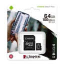 MICRO SD 64GB KINGSTON C/A CANVAS PLUS 100MB/S CLASE 10
