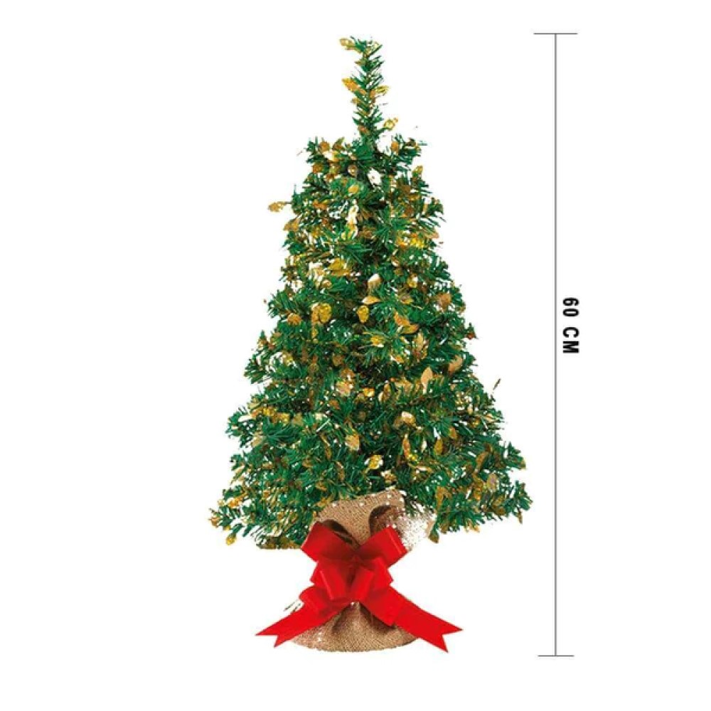 Árbol Navidad Bonsái C/Yute 60cm Holografico