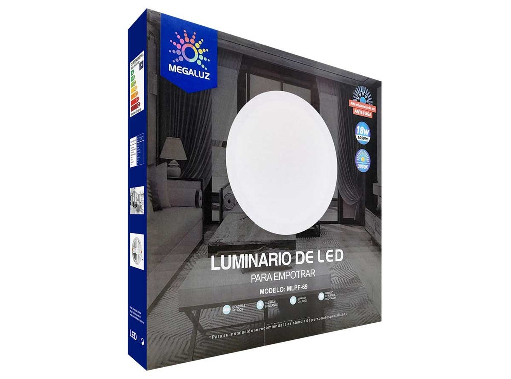 Luminaria 18W S10CW18 Para Empotrar Luz Cálida Megaluz