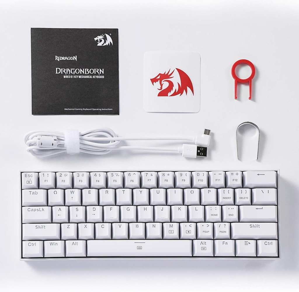 TECLADO GAMER K630W-RGB DRAGONBORN BLANCO MERCANICO SWITCH CAFE REDRAGON
