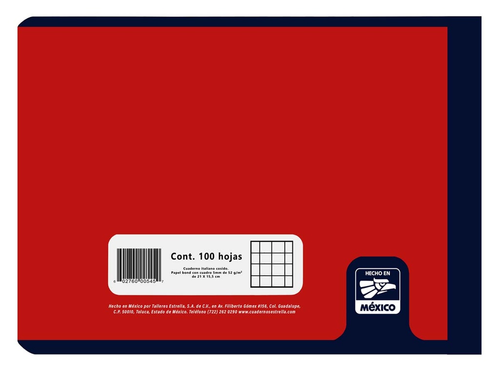 Cuaderno Cosido f/i Estrella Cuadricula 5mm 100 Hojas