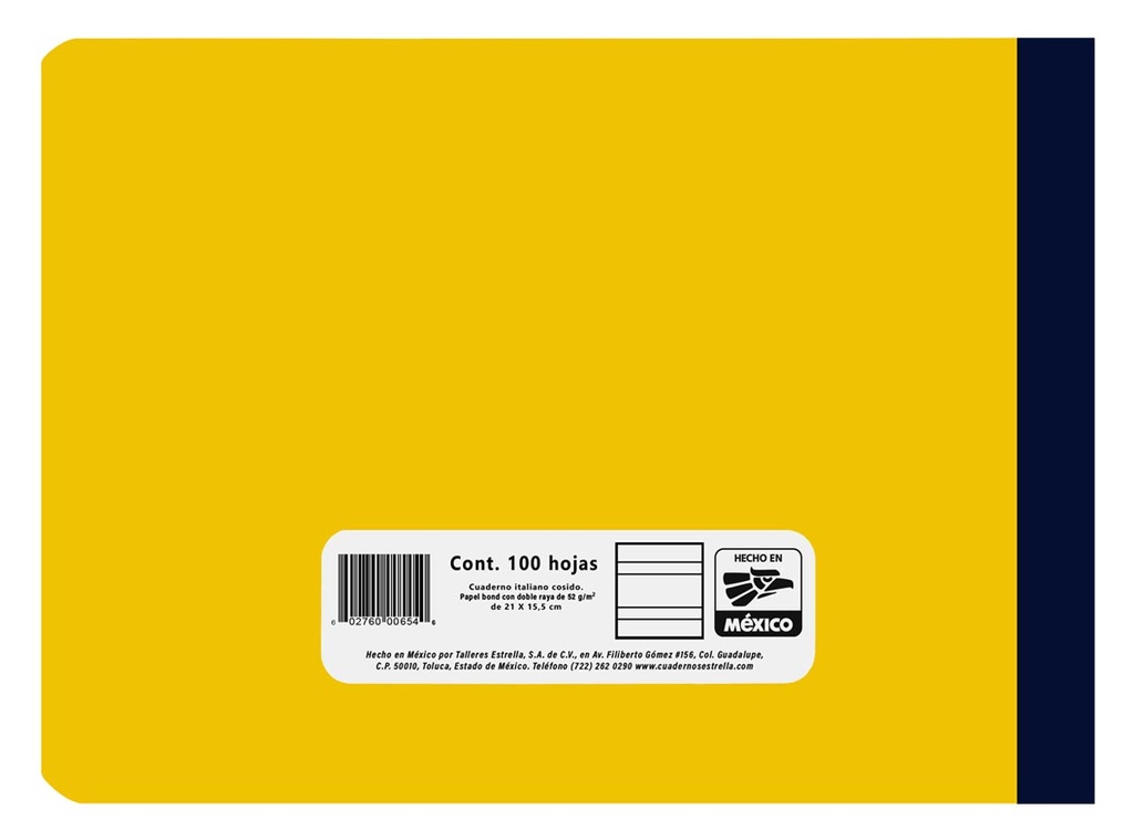 Cuaderno Cosido f/i Estrella Doble Raya 100 Hojas