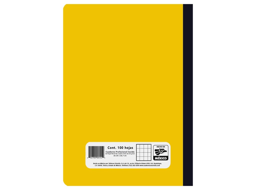 Cuaderno Cosido Prof. Estrella Cuadrícula 5mm 100 Hojas