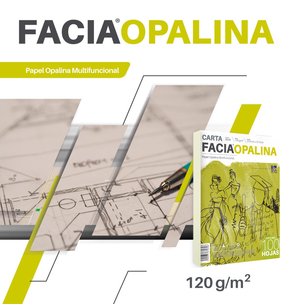 Opalina Papel COPAMEX Carta Marfil Paq. C/100 120g