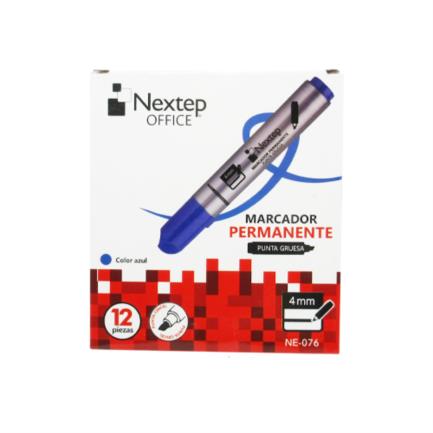 Marcador Permanente Punta Gruesa Cincel 4mm Azul NE-076 Nextep