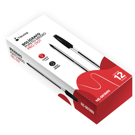 Bolígrafo Pro-Dot Color Negro Medio 1mm NE-061MN Nextep