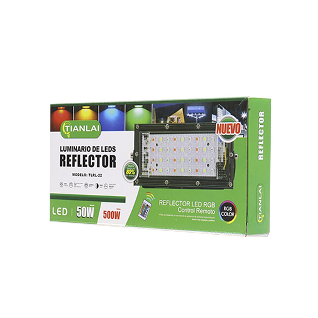 Reflector Led 50w R47W50 Rgb Control Remoto Exterior