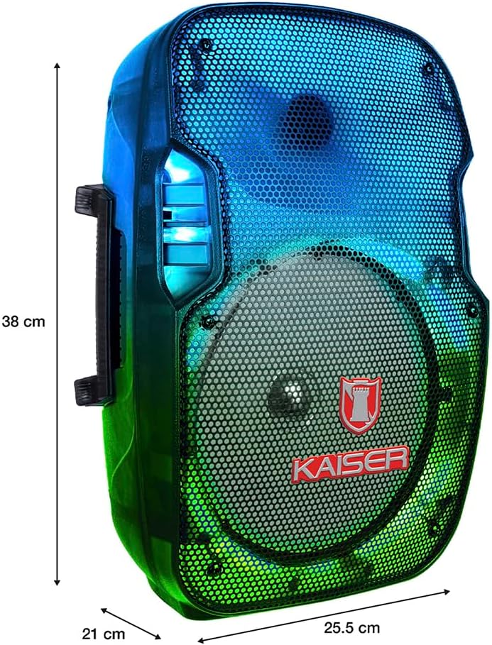 Bocina 8 Pulgadas Kaiser KSW-5008-3 De 6,200W PMPO/ 20W RMS Traslúcido Con Micrófono Alámbrico